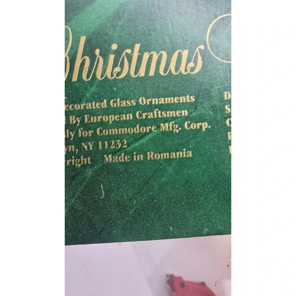 3 VTG Commodore Christmas Classics Hand Decorated Glass Indent Ornaments Romania